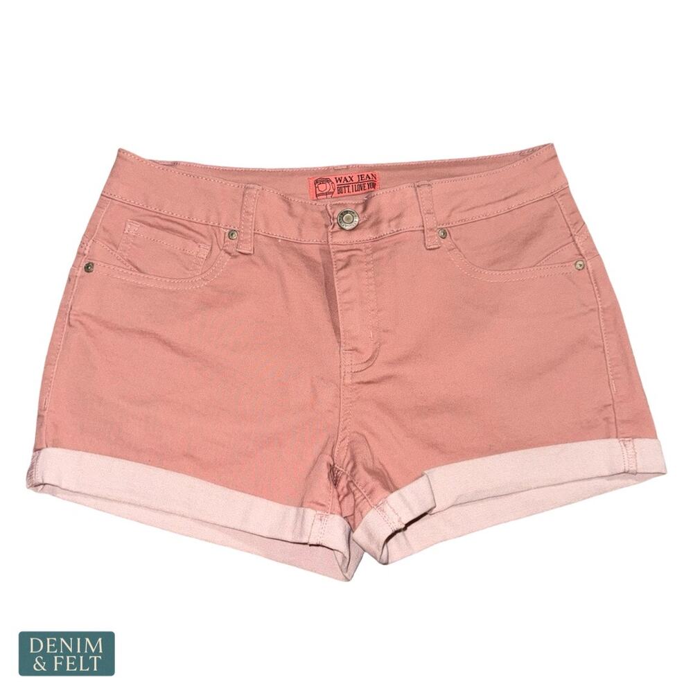 Wax‎ Jean Mauve Denim Shorts Mid Rise Cuffed Hem Soft Girl Romantic Summer Style